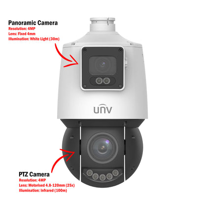 Dual-Lens PTZ Camera (25x Optical, LightHunter, WhiteLight, Smart)