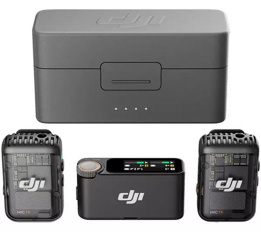 DJI Mic 2 (2 TX + 1 RX + Charging Case) Wireless Microphone Kit - Black - Techvue