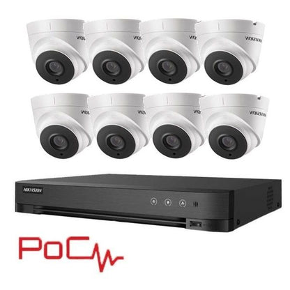 2MP Analogue 8 Channel Hikvision Kit Turret PoC 40m