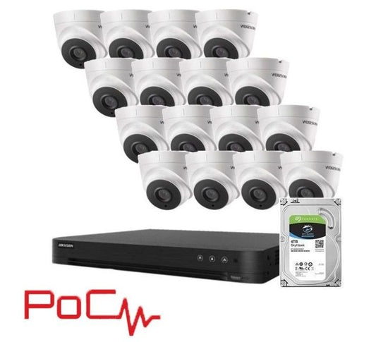  Analogue 16 Channel Hikvision Kit Turret PoC